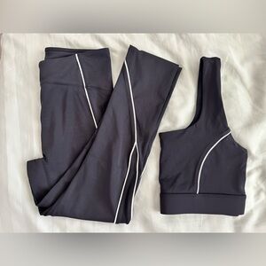 Fabletics M365 Black and White piping Bra + Legging Set